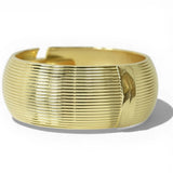 Polished Textured Domed Hinged Bangle Bracelet
