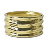 Polished Ridged Wide Hinged Bangle Bracelet