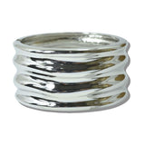 Polished Ridged Wide Hinged Bangle Bracelet - view 2