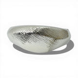 Polished Linear Textured Domed Hinged Bangle Bracelet - view 2