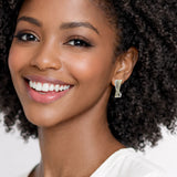 14K Gold Plated Twisted CZ Half Hoop Earrings - view 2