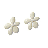 Enamel Flower Petal Pearl Stud Earrings - view 2