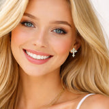 Dainty Crystal Cross Stud Earrings - view 2