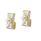 Floral Pearl Rectangular Hoop Earrings