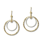 Hammered Layered Double Hoop Drop Earrings
