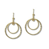 Hammered Layered Double Hoop Drop Earrings - view 3