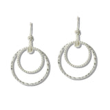 Hammered Layered Double Hoop Drop Earrings - view 4