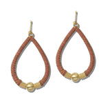 Leather Wrapped Teardrop Drop Earrings - view 2
