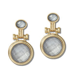 Chunky Hammered Round Stone Drop Earrings - view 4