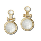 Chunky Hammered Round Stone Drop Earrings - view 3