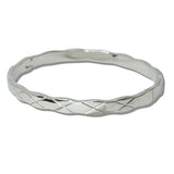 Stainless Steel Quilted Hinge Bangle Bracelet - view 2
