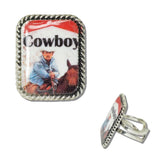 Western Cowboy Graphic Cuff Ring