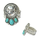 Western Horsebit Turquoise Stretch Ring