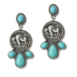 Western Buffalo Nickel Turquoise Drop Earrings