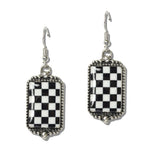 Western Checkerboard Rectangular Drop Earrings
