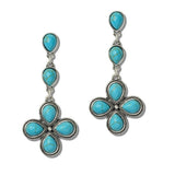 Western Turquoise Four Petal Drop Earrings - view 2