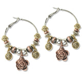 111737, WESTERN ROSE CHARM HOOP EARRINGS
