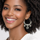 Western Rose Charm Hoop Earrings