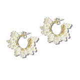 Pearl Cluster C Hoop Earrings