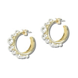 Graduated Pearl C Hoop Earrings