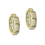 Pave CZ Rectangular Huggie Hoop Earrings