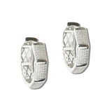 Pave CZ Rectangular Huggie Hoop Earrings - view 2
