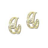 Small Baguette Cubic Zirconia Interlocking Hoop Earrings - view 3