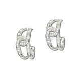 Small Baguette Cubic Zirconia Interlocking Hoop Earrings - view 2