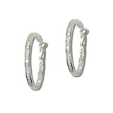 Baguette Cubic Zirconia Slim Round Hoop Earrings - view 3