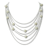 Multi Layered Pearl Statement Necklace - view 2