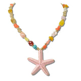 111757, STARFISH COASTAL BEADED PENDANT NECKLACE wholesale fashion jewelry - GOOD FEELINGS, INC