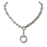 Pave CZ Horsebit Designer Inspired Necklace
