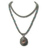 111765, WESTERN TEARDROP TURQUOISE STONE PENDANT NECKLACE