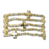 111781, CROSS MULTI LAYERED BEADED STRETCH BRACELET
