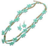 Celluloid Acetate Flower Beaded Double Layered Long Necklace - view 6