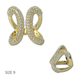 111803, 14K GOLD PLATED CZ PAVE SCULPTED BUTTERFLY DESIGNER INSPIRED RING wholesale fashion jewelry - GOOD FEELINGS, INC