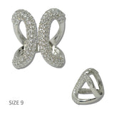 111803, 14K WHITE GOLD PLATED CZ PAVE SCULPTED BUTTERFLY DESIGNER INSPIRED RING wholesale fashion jewelry - GOOD FEELINGS, INC