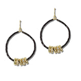111811, PAVE RONDELLE CHARM BEADED HOOP DROP EARRINGS
