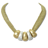 111813, MATTE BEADS MESH STATEMENT NECKLACE