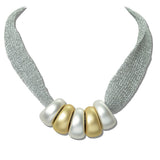 111813, MATTE BEADS MESH STATEMENT NECKLACE