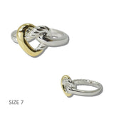 111816, 14K GOLD PLATED KNOTTED ROPE HEART DESIGNER INSPIRED RING