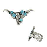 111817, WESTERN FLORAL STEER HEAD CUFF RING