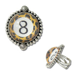 111818, WESTERN NUMBER 8 LEOPARD BALL CUFF RING