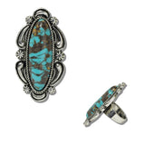 111820, WESTERN OVAL TURQUOISE MARBLED ADJUSTABLE RING