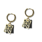 111821, GEOMETRIC GREEK KEY HUGGIE HOOP EARRINGS
