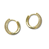 111822, WATER RESISTANT PAVE CRYSTAL HUGGIE HOOP EARRINGS