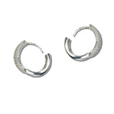 111822, WATER RESISTANT PAVE CRYSTAL HUGGIE HOOP EARRINGS