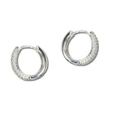 111822, WATER RESISTANT PAVE CRYSTAL HUGGIE HOOP EARRINGS