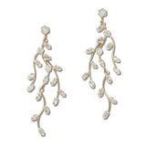 111824, CUBIC ZIRCONIA VINE CASCADING DROP EARRINGS