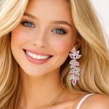 111825, CUBIC ZIRCONIA CRYSTAL LEAF DROP EARRINGS wholesale fashion jewelry - GOOD FEELINGS, INC